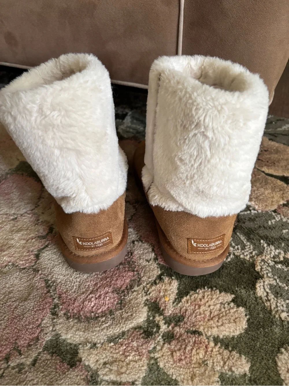 Koolaburra Chestnut Suede Boots with Cream Shearling